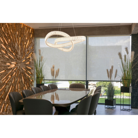 Závesné svietidlo, kov chróm, číre krištále K5, chrómový krúžok, stmievateľné, niekoľko úrovní pomoc 2