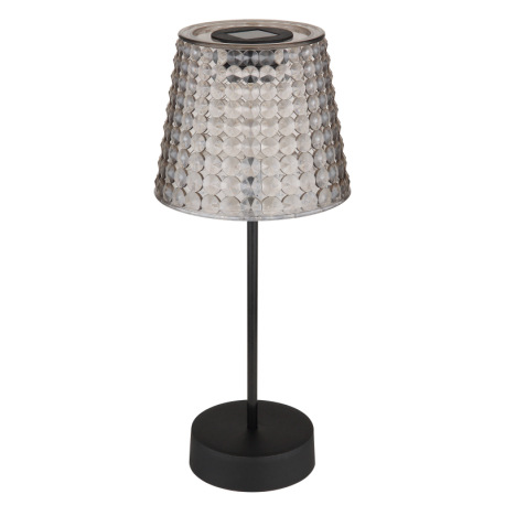 Solárne svietidlo, plast čierny, plast dymový, vypínač, vrátane batérií 40mAh 1.2V, IP44, tienidlo s 7