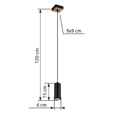 Závesné svietidlo kov čierny matný, MDF, imitácia tmavého dreva, kábel PVC čierny, DxŠxV: 90x90x1200 4