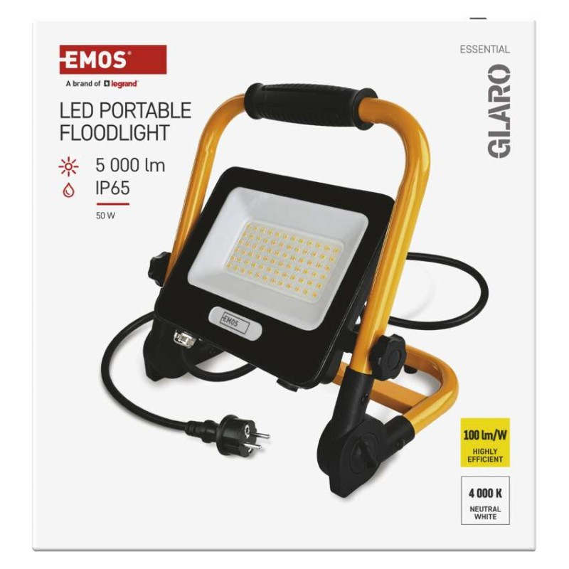 LED reflektor GLARO 50 W, žlto-čierny, IP65, 5000 lm, neutrálna biela 12