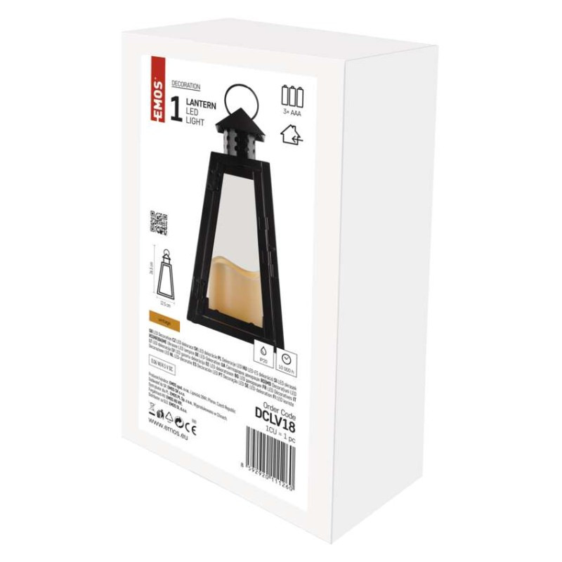 LED lampáš čierny, hranatý, 26,5 cm, 3x AAA, vnútorný, vintage 1