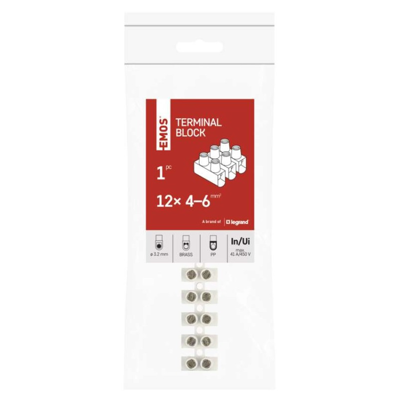 Skrutková svorkovnica 12× 4–6mm2, 450 V, biela 3
