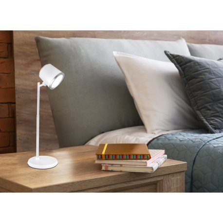 Nabíjateľná stolová lampa, hliník/plast biely, satin., strieborný, dotykové zapnutie/vypnutie/plynul 17