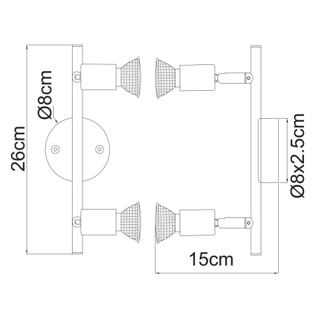 Nástenné svietidlo, kov, biely, otočné,DxV:260x150, vrátane žiaroviek 2xGU10 LED 3W 230V, 250lm, 300 1
