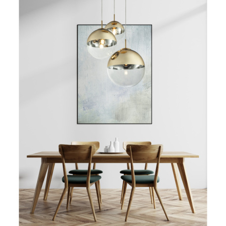 Závesné svietidlo, kov zlatý, sklo priehľadné zlaté, 3 gule s priemerom: 20 - 25 - 30 cm, Ø510, V:12 9