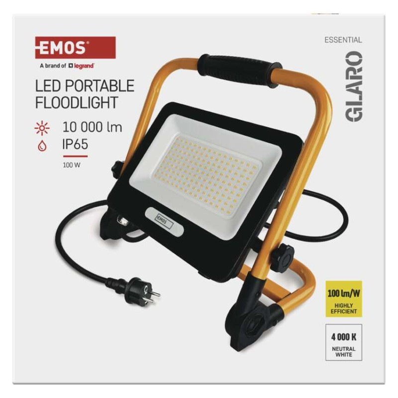 LED reflektor GLARO 100 W, žlto-čierny, IP65, 10 000 lm, neutrálna biela 11