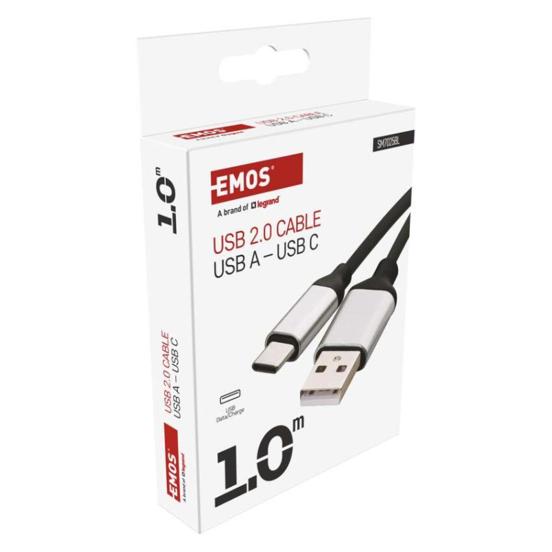 Nabíjací a dátový kábel USB-A 2.0 / USB-C 2.0, 1 m, čierny 4