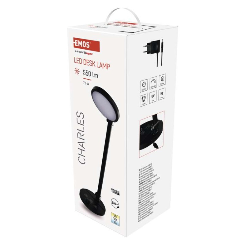 LED stolná lampa CHARLES, čierna 2