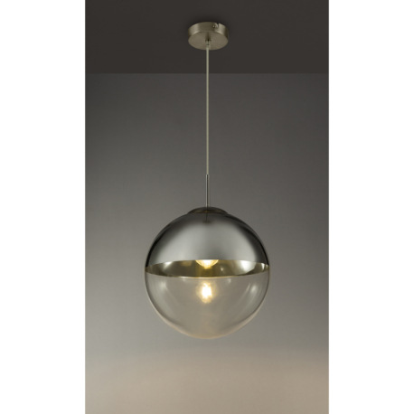 Závesné svietidlo, kov nikel matný, sklo priehľadné chróm, Ø330, V:1200, bez žiarovky 1xE27, max. 40 4