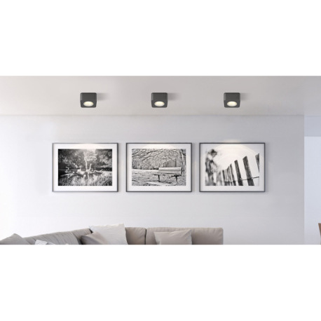 LED reflektor, hliník sivý tmavý, plast sivý, plast číry, DxŠxV: 117x117x55mm, vrátane LED 6,5W 230V 1