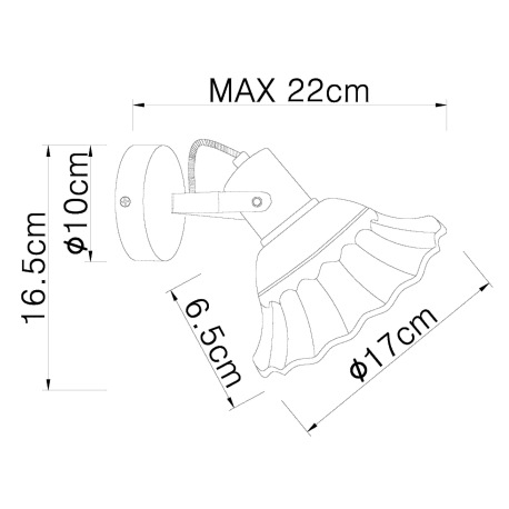 Nástenné svietidlo, kov biely a čierny, keramika biela a čierna, ŠxV: 170x165, H: 220, bez žiaroviek 9