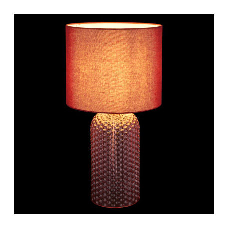 Stolová lampa, červené sklo, červený textil, biely PVC kábel, kolískový vypínač na kábli, ø: 265 mm, 9