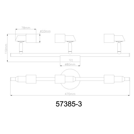 Stropné svietidlo, kov nikel matný, kov chróm, DxŠxV: 470x80x110mm, vrátane žiarovky 3xGU10 LED 3W 2 13