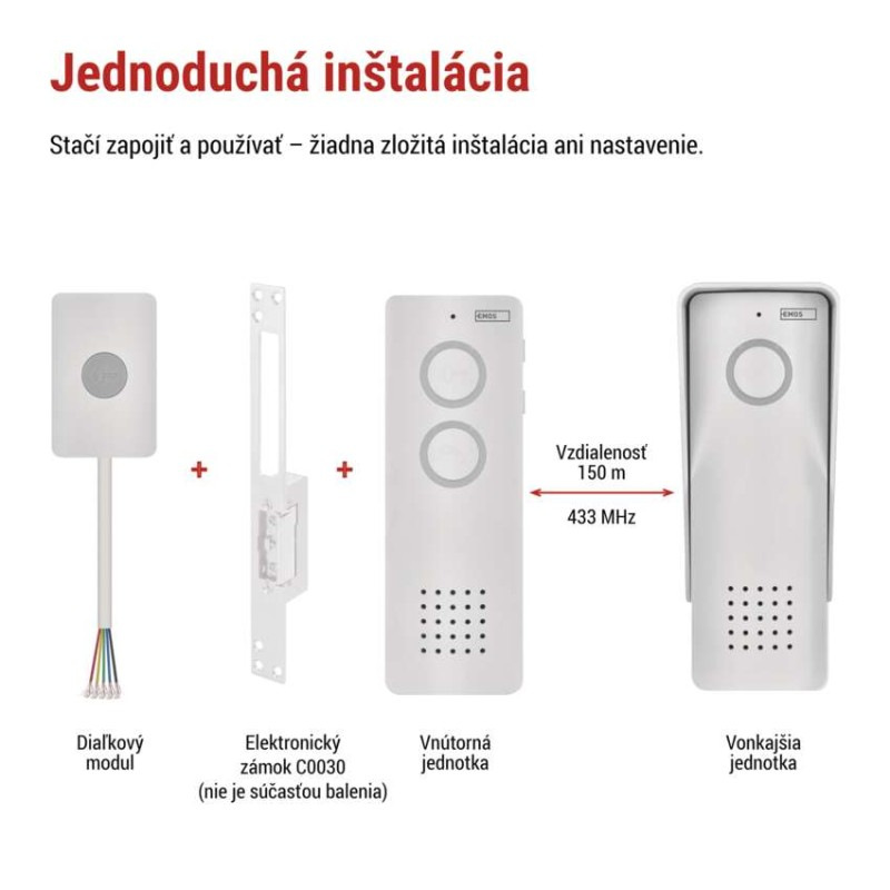 Bezdrôtová sada domáceho audio vrátnika H1087, 1 účastník 5