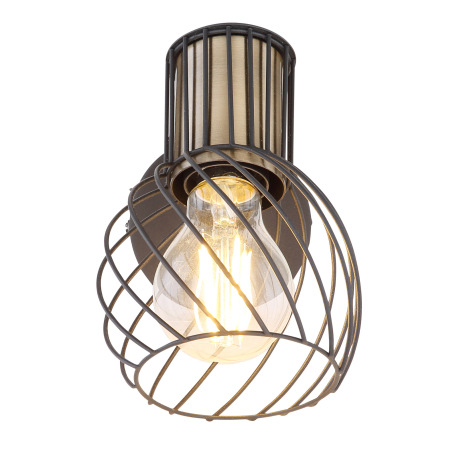 Nástenné svietidlo, kov čierny, mosadzný, vypínač, ŠxV:120x165, H: 160, bez žiarovky 1xE27, max. 40W 4