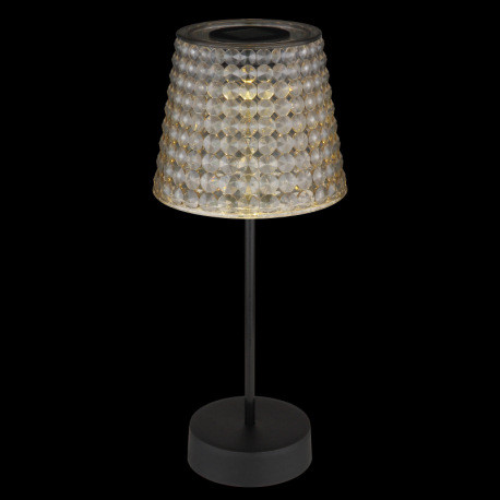 Solárne svietidlo, plast čierny, plast dymový, vypínač, vrátane batérií 40mAh 1.2V, IP44, tienidlo s 6