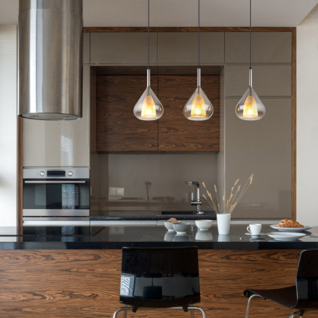 Závesné svietidlo, kov čierny, sklo dymovej farby, kábel čierny, nastaviteľná výška, DxŠxV: 900x200x 1