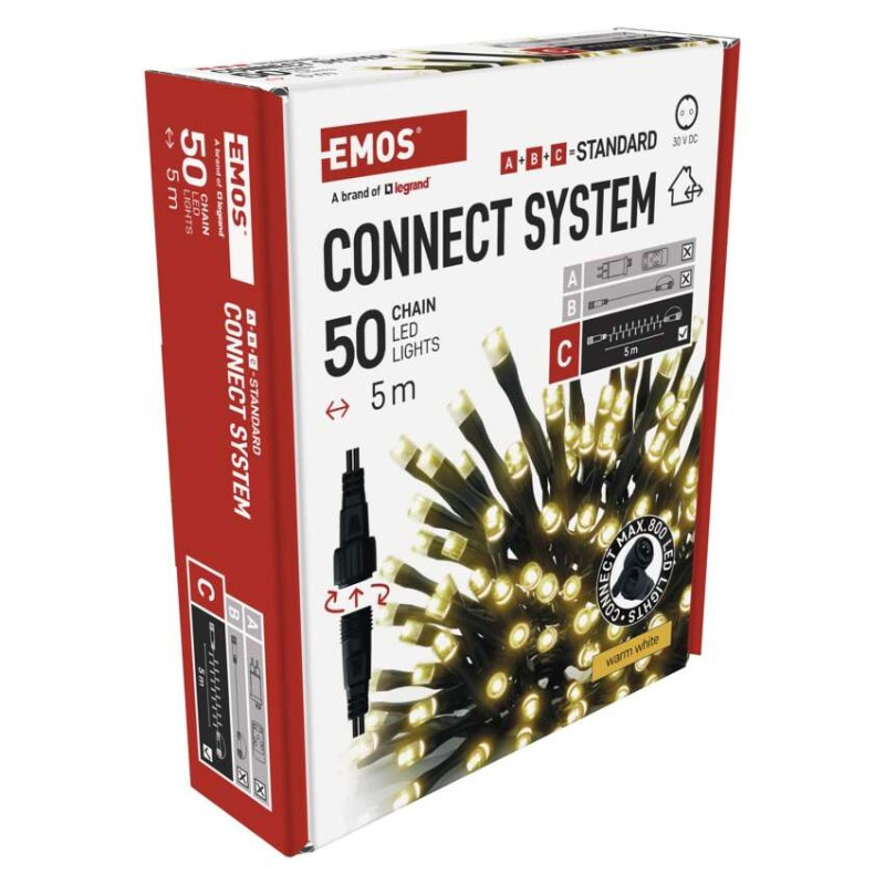 Standard LED spojovacia vianočná reťaz, 5 m, vonkajšia aj vnútorná, teplá biela 14