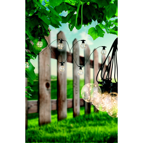 LED svetelná reťaz, plast čierny a priehľadný, vzdialenosť medzi svetlami 50cm, 3m napájací kábel, I 10