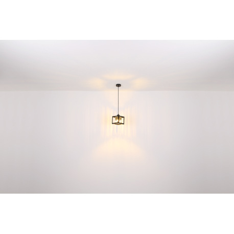 Stropné svietidlo kov čierny matný, sklenené kryštály dymovej farby, DxŠxV: 170x170x210mm, bez žiaro 7