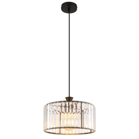 Závesné svietidlo, kov čierny, akrylové krištále číre, kábel PVC čierny, ø: 310mm, V: 1200mm, bez ži
