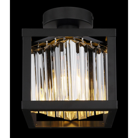 Stropné svietidlo kov čierny matný, sklenené kryštály dymovej farby, DxŠxV: 170x170x210mm, bez žiaro 5