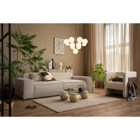 Závesné svietidlo, kov zlatej farby, sklenené gule biele, čierny textilný kábel, ø: 560 mm, V: 1200 2