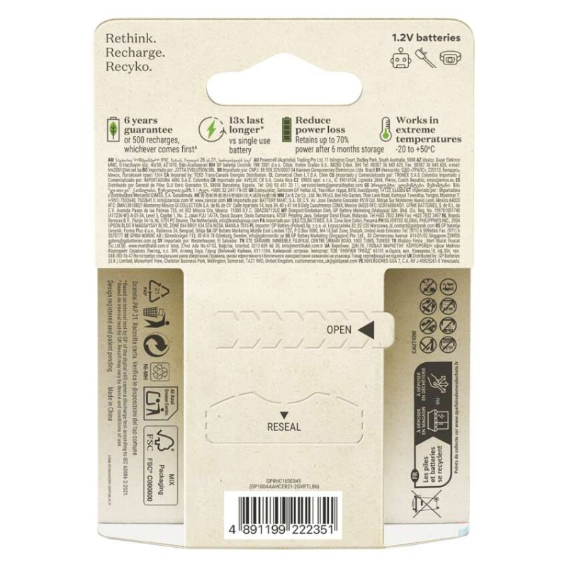 Nabíjacia batéria GP ReCyko 950 (AAA) 6 ks 10
