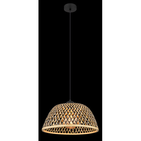 Závesné svietidlo kov čierny matný, bambus, prírodná farba, ø: 400mm, V: 1200mm, bez žiarovky 1x E27 2