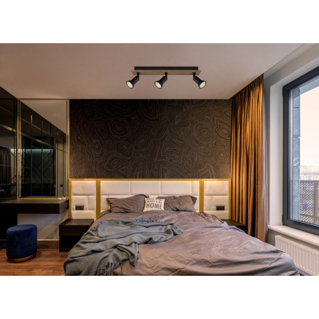 Stropné svietidlo, drevo tmavohnedé, kov čierny, DxŠxV:400x60x90mm, bez žiaroviek 3x GU10, max. 35W 1