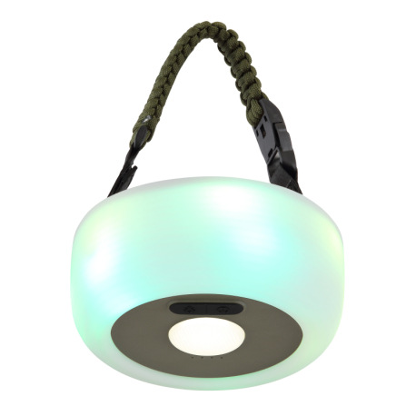 Solárne svietidlo, plast/textil zelený/čierny, silikón biely, krokový prepínač, USB kábel, aku. CR18 18