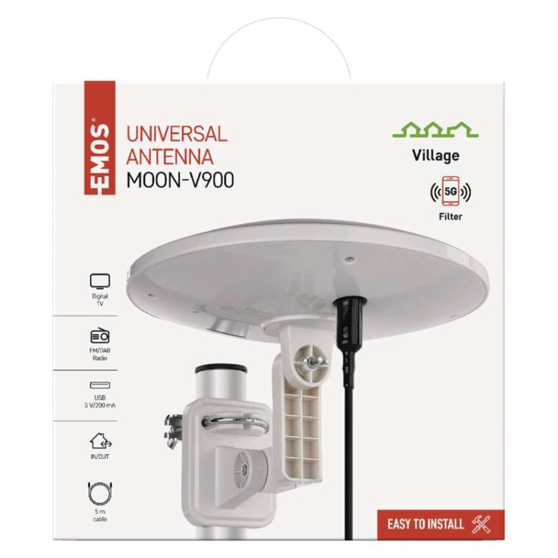 Anténa univerzálna VILLAGE MOON–V900, DVB-T2, FM, DAB, filter LTE/4G/5G 10