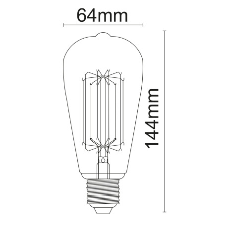 LED žiarovka, sklo priehľadné, E27 Edison, Ø64, V:140, 1xE27 LED 7W 230V, 800lm, 3000K. 6