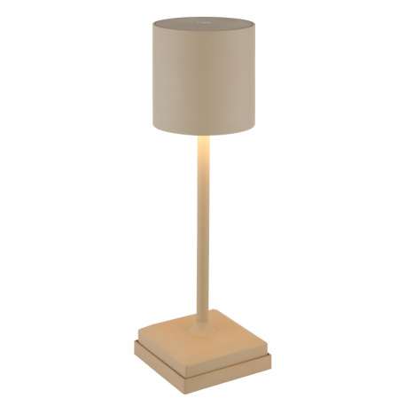 Stolná lampa, plast/kov piesková matná, plast biely, dotykové zapínanie/vypínanie, plynulý dotykový