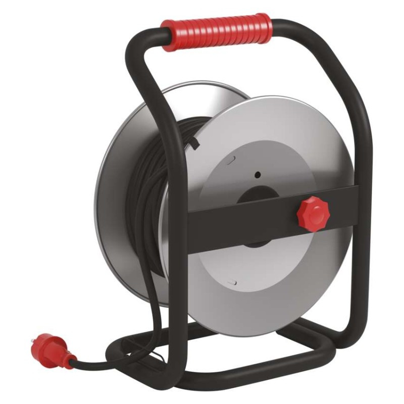 Vonkajší predlžovací kábel na bubne 25 m / 4 zásuvky / čierny / guma / 230 V / 1,5 mm2 12