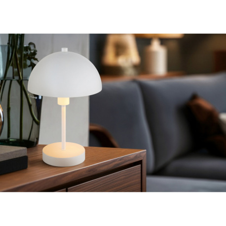 Stolové svietidlo, kov biely matný, kábel PVC biely, kolískový vypínač na kábli, ø: 200mm, V: 310mm, 3
