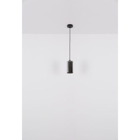 Závesné svietidlo kov čierny matný, sklo dymovej farby, kábel PVC čierny, ø: 110mm, V: 1200mm, bez ž 13