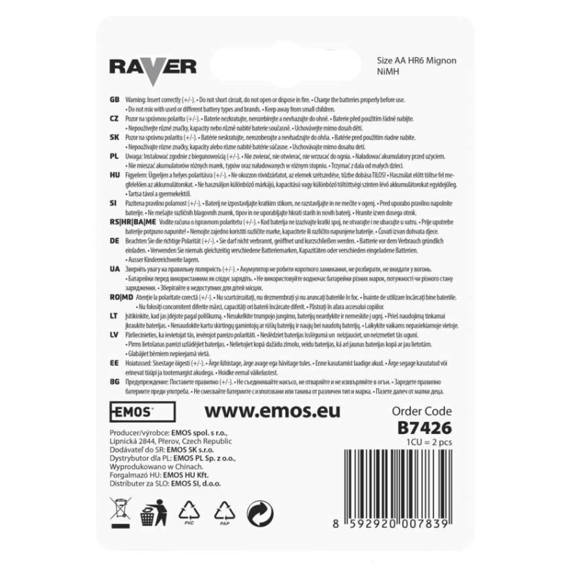 Nabíjacia batéria RAVER SOLAR 600 mAh HR6 (AA) 4