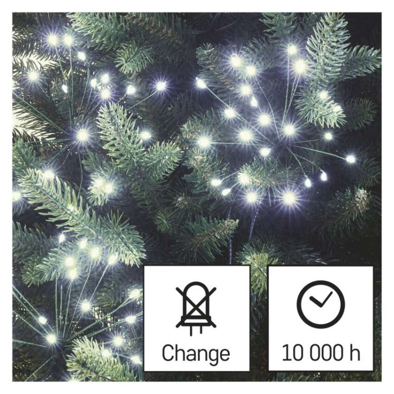LED svetelná reťaz – svietiace trsy, nano, 5,2 m, vnút., studená biela, časovač 11