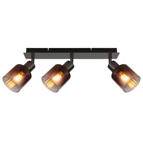 Stropné svietidlo, kov čierny chróm, sklo medenej farby a priehľadné, DxŠxV: 400x80x180mm, bez žiaro 4