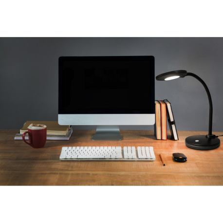 Stolná lampa, matný čierny plast, tlačidlový spínač, dotykové zapnutie/vypnutie, plynulý dotykový st 1