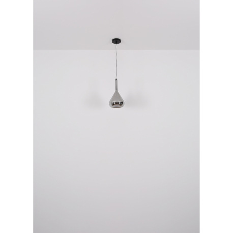 Závesné svietidlo, kov čierny, sklo dymovej farby, kábel čierny, nastaviteľná výška, DxŠxV: 900x200x 7