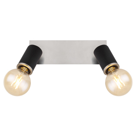 Nástenné svietidlo, kov čierny, nikel, drevo čierne, DxŠxV:310x100x180mm, bez žiaroviek 2x E27, max. 6