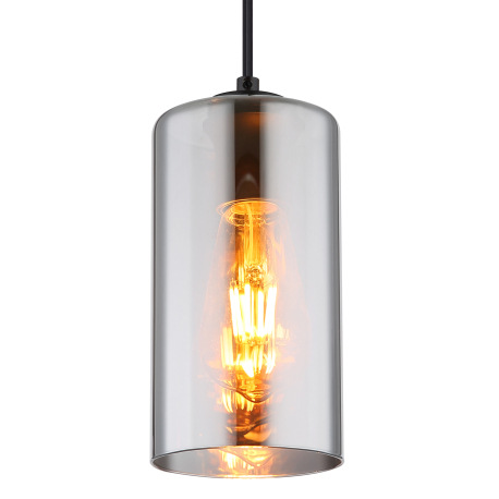 Závesné svietidlo kov čierny matný, sklo dymovej farby, kábel PVC čierny, ø: 110mm, V: 1200mm, bez ž 3