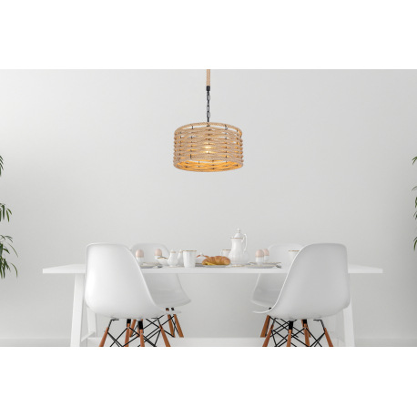 Závesné svietidlo, kov čierny matný, konopné lano, s čiernou reťazou, Ø:400, V:1560, bez žiarovky 1x 1