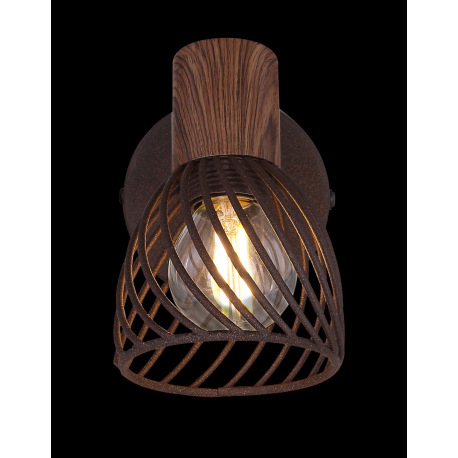 Nástenné svietidlo, kov vo farbe imitujúcu hrdzu, kov imitácia dreva, vypínač, ŠxV:80x120, H:130, be 4