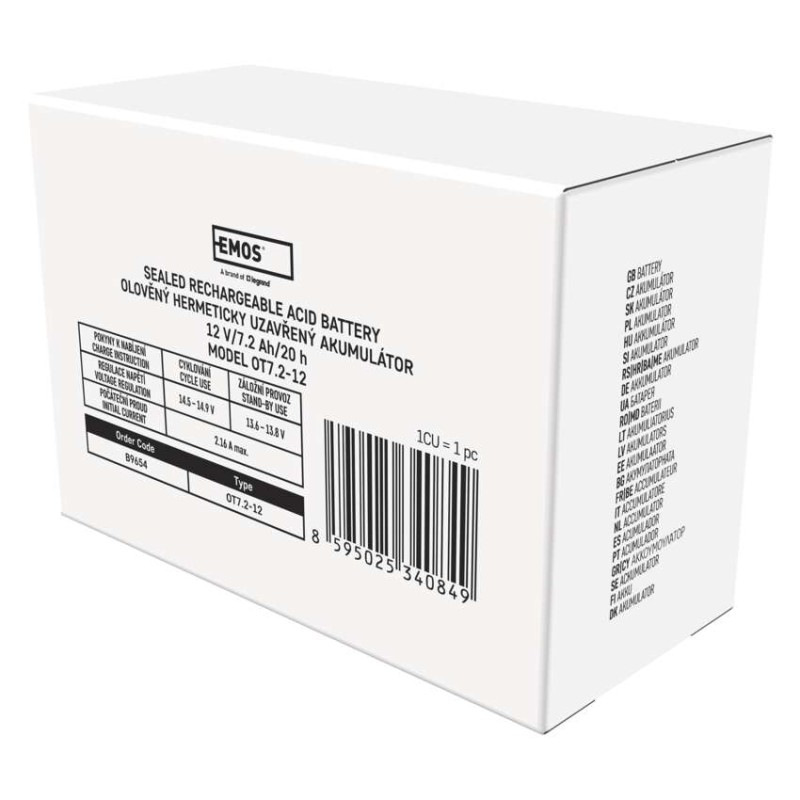 Bezúdržbový olovený akumulátor 12 V/7,2 Ah, faston 4,7 mm 5