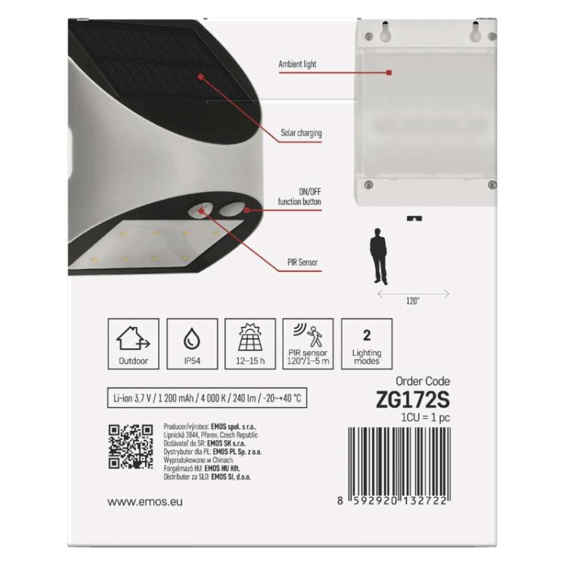 LED solárne svietidlo LUMI so senzorom pohybu, neutrálna biela 9