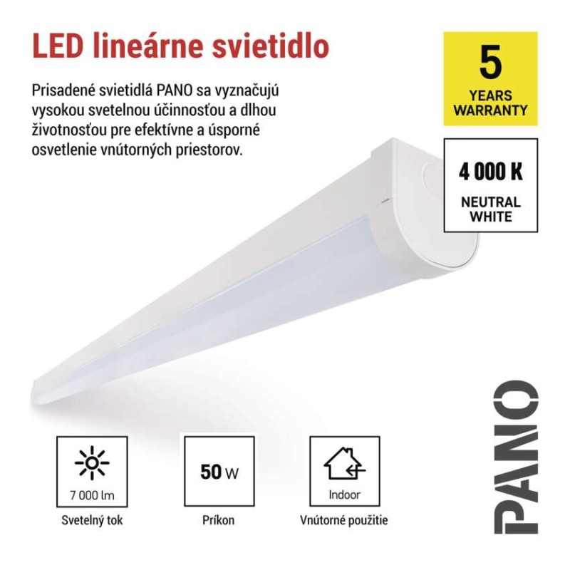 LED lineárne svietidlo PANO 50W, neutrálna biela 1