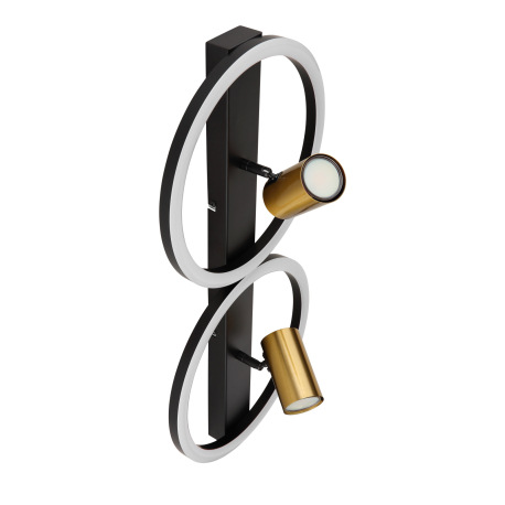 Nástenné svietidlo kov čierny matný, kov mosadz matná, plast biely, DxŠxV: 600x300x155mm, vrátane LE 2